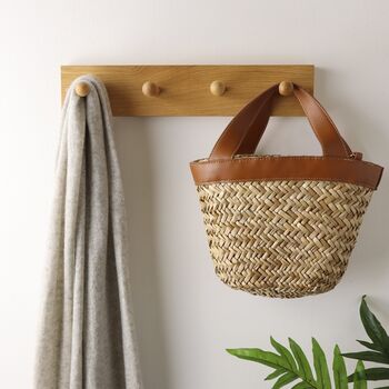 Solid Oak Shaker Style Peg Kitchen Rail Or Coat Rack, 2 of 9