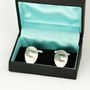 Textured And Domed Oval Silver Cufflinks, thumbnail 8 of 9