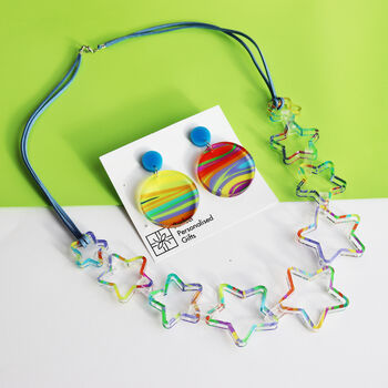 Printed Acrylic Geometric Star Necklace, 9 of 9