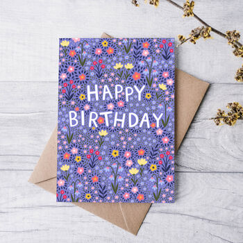 Floral Birthday Card For Women, Purple Flowers, For Her, 2 of 2