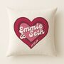Personalised Retro Heart Couple's Cushion, thumbnail 1 of 2