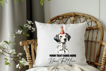 Personalised Dalmatian Birthday Congratulations Party Cushion, 2 of 2