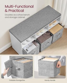 Shoe Bench With Cushion Storage Cabinet, 3 of 6