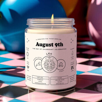 Leo Zodiac Candle Personalised Birth Gift, 2 of 6