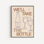 Retro Wine Bottle Illustration Unframed Art Print, thumbnail 2 of 5