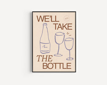 Retro Wine Bottle Illustration Unframed Art Print, 2 of 5