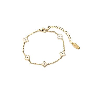 Mini Five Clover Bracelet In Pearl And Gold, 3 of 5
