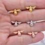 Sterling Silver Cute Little Bumble Bee Stud Earrings, thumbnail 2 of 8