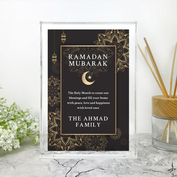 Personalised Ramadan Mubarak Giant Crystal Block 19.5cm X 14cm, 7 of 11
