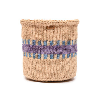 Huduma: Purple And Blue Stripe Woven Storage Basket, 3 of 9