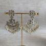 Indian White Gold Plated Kundan Pearl Earrings And Tikka Set, thumbnail 4 of 4