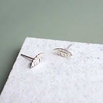 Sterling Silver Sharp Leaf Stud Earrings, 5 of 8