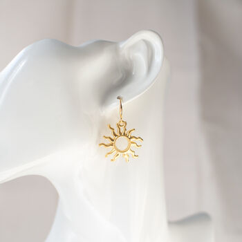 Gold Plated Sun Dangle Earrings, 9 of 9