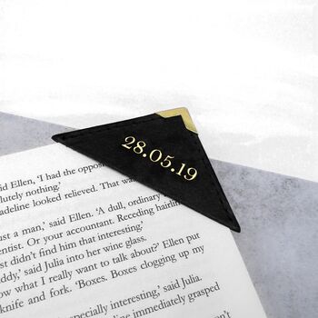 Personalised Date Handmade Leather Corner Bookmark, 3 of 7