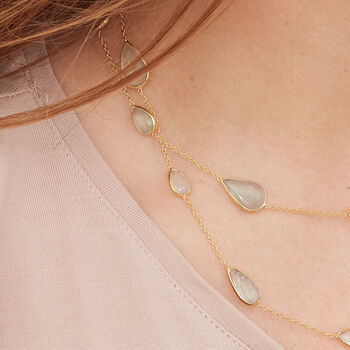 Aquamarine Pebble Gold Plated Silver Chain Necklace, 5 of 9