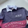 Personalised Panelled Men’s Rugby Shirt With Surname, Date And Initials, thumbnail 2 of 5
