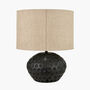 Black Mango Wood Table Lamp With Carved Dot Pattern, thumbnail 3 of 8