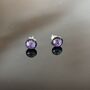 Purple Sparkly Fused Glass Sterling Silver Stud Earrings, thumbnail 5 of 9