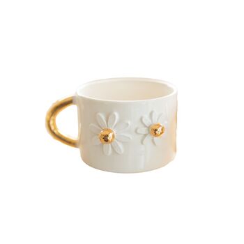 Handmade Daisy Ceramic Mug With Golden Handle, 2 of 3