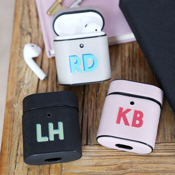 Personalised Vegan Leather Initials Airpods Case, 4 of 12