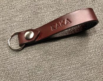 Personalised Dark Brown Handmade Leather Keyring, 6 of 11