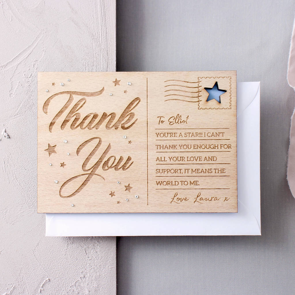 Personalised Thank You Wooden Post Card thank you ts