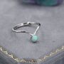 Minimalist Aqua Green Opal Chevron Ring, thumbnail 5 of 12