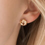 Rose Gold Colour Textured Small Knot Stud Earrings, thumbnail 1 of 3