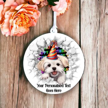 Personalised Maltese Birthday Break Through Dog, 6 of 8