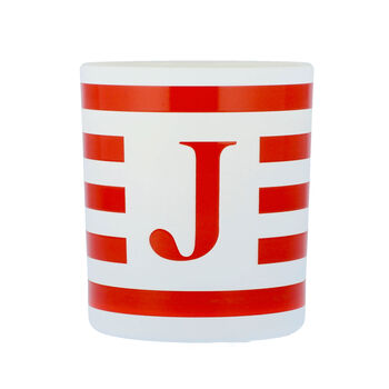 Personalised Stripe Initial Scented Natural Wax Candle, 2 of 7