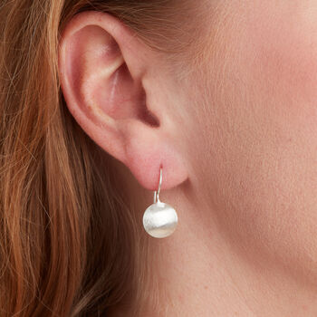 Silver Button Shaped Drop Earrings, 4 of 9