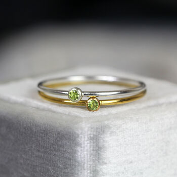 Green Peridot Solitaire Ring Gold Or Silver, 8 of 11