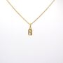 Gold Plated Clear Cubic Zirconia Rectangle Earring And Necklace Set, thumbnail 5 of 9
