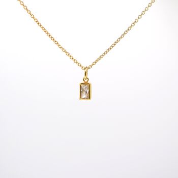 Gold Plated Clear Cubic Zirconia Rectangle Earring And Necklace Set, 5 of 9