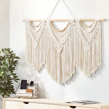 Set Of Three Macrame Wall Hanging Large Woven Tapestry, 8 of 8