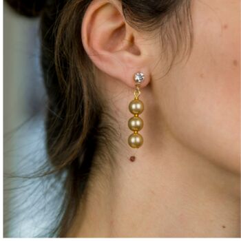 Three Gold Plated Lightweight Pearl Dainty Earrings, 2 of 3