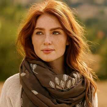 Leaf Embroidered Scarf, 3 of 7