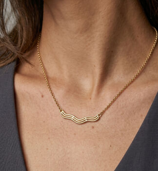 Nami 18 K Gold Plated Wave Necklace, 4 of 5