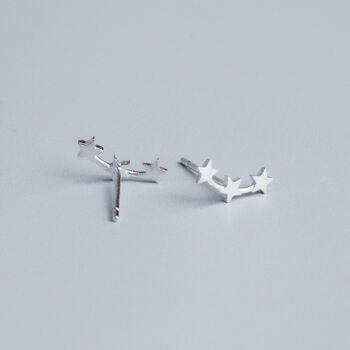 Sterling Silver Triple Star Stud Earrings, 4 of 5