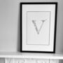 'Letter V' Linear Illustration Print, thumbnail 1 of 7