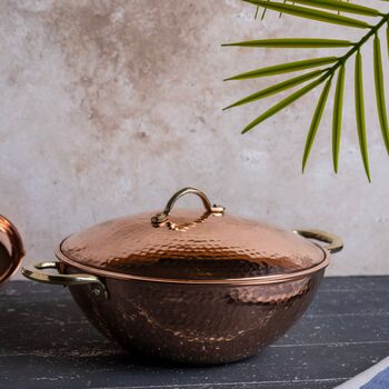 Solid Copper Stew Pot With Lid And Brass Handles, Tin Lined Inside, 5 of 5