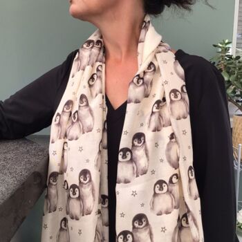 Cute Penguins Hand Printed Scarf, 4 of 5