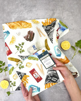 Fish And Chips Napkin Set | Foodie Gift | Hand Drawn Cotton Napkins, 5 of 5