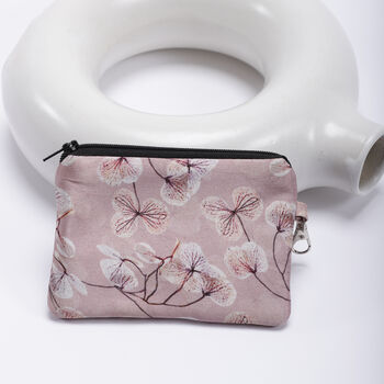 Skeletal Leaves Blush Silk Zipped Pouch Bag, 3 of 4