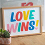 'Love Wins!' Colourful Retro Typography Print, thumbnail 2 of 4