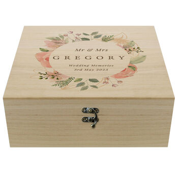 Personalised Wedding Wooden Keepsake Box Floral, 6 of 6