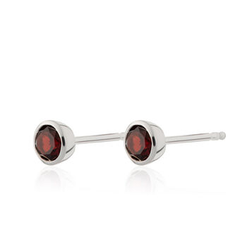 Sterling Silver January Birthstone Stud Earrings Garnet, 2 of 5