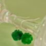 Green Botan Flower Jade Sterling Silver Dangle Earrings, thumbnail 2 of 9