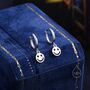Starry Eyed Face Huggie Hoop Earrings Sterling Silver, thumbnail 1 of 10