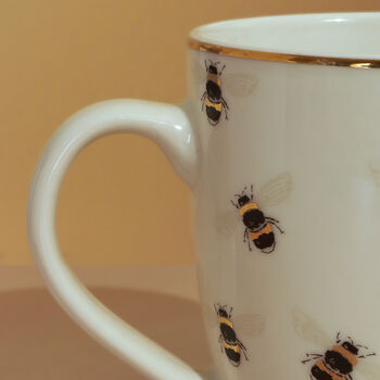 G Decor Bee Happy Gold Ceramic Tea Coffee Mug Gift Set, 5 of 5